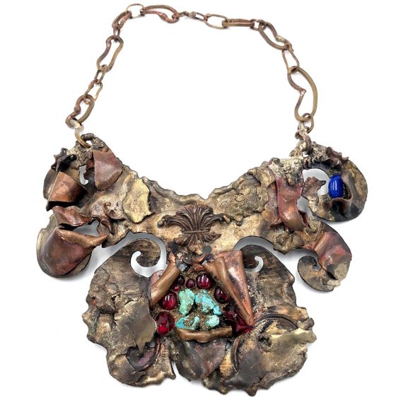 Hector Fernandez Made in Moon Signed Brutalist Statement Choker Necklace WOW - Picture 1 of 8